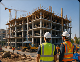 Construction team continuing work as the building rises
